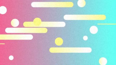 Renkli arka planda sarı şekillerin canlandırılması. Şekiller, renkler, arkaplanlar ve dijital arayüz konsepti dijital olarak oluşturulmuş video.