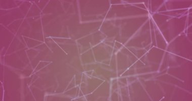 Mor arkaplandaki bağlantı ağının animasyonu. Dijital olarak oluşturulmuş küresel bağlantılar, bilgisayar ve dijital arayüz kavramı.