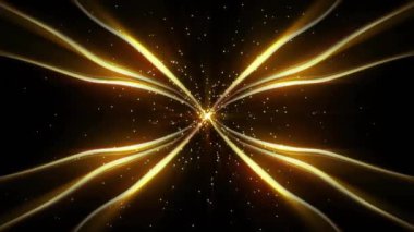 Siyah arkaplanda hareket eden parlak ışık izlerinin animasyonu. Renk, şekil, ışık ve hareket konsepti dijital olarak oluşturulmuş video.