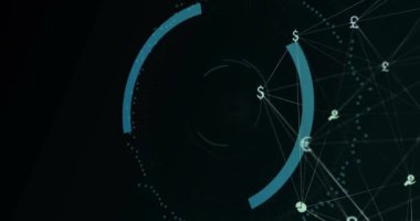 Güvenlik duvarı üzerindeki simgelerle bağlantı ağının animasyonu. Sosyal medya, teknoloji ve dijital arayüz kavramı dijital olarak oluşturulmuş video.