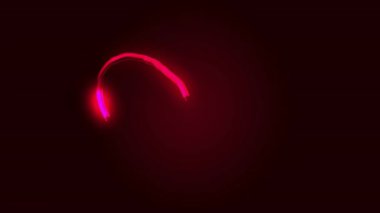 Siyah arkaplanda neon kırmızı dairenin animasyonu. Şekiller, renkler ve arka plan konsepti dijital olarak oluşturulmuş video.
