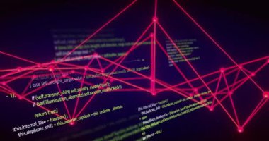 Dijital veri işleme ve siyah arkaplan üzerindeki bağlantıların animasyonu. Küresel bağlantılar, hesaplama ve veri işleme kavramı, dijital olarak oluşturulmuş video.