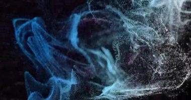 Mavi noktalarda dönen dijital beyin animasyonu. Teknoloji, ai ve dijital arayüz kavramı, dijital olarak üretilen video.