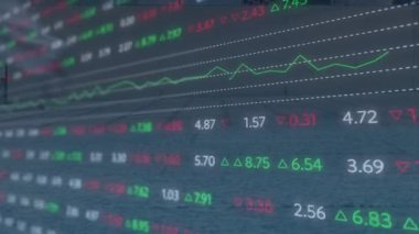 Hisse senedi borsasında dalgalanan grafikler ve rakamlar finansal arkaplanda canlanıyor. Maliye, yatırım, ekonomi, ticaret, analitik, dalgalanma