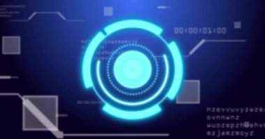 Kapsam taramasında dijital veri işleme animasyonu. Küresel bağlantılar, hesaplama ve veri işleme kavramı, dijital olarak oluşturulmuş video.