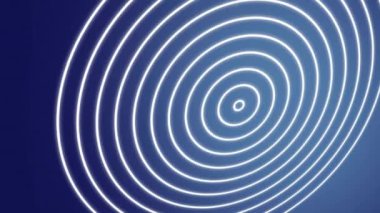 Mavi gradyan üzerinde eşmerkezli daireler canlandırılıyor. Soyut, animasyon, hareket, tasarım, desen