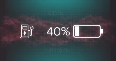 100 batarya animasyonunu çevre dostu elektrikli araç konseptine göre şarj ediyorum. sürdürülebilirlik, elektrikli araba, yenilenebilir, yeşil, teknoloji, yenilik