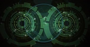 Dürbün taramasından sonra dijital kalkan animasyonu. İş, teknoloji ve dijital arayüz kavramı, dijital olarak oluşturulmuş video.