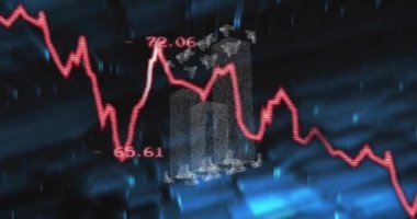 Siyah arkaplandaki bağlantılar üzerinden dijital veri işleme animasyonu. Küresel iş, bağlantılar, hesaplama ve veri işleme kavramı, dijital olarak oluşturulmuş video.