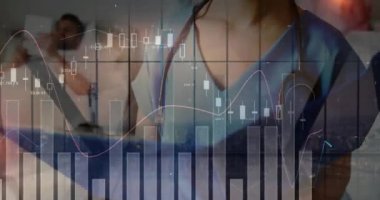 Tıbbi ortamdaki sağlık uzmanı üzerinden finansal veri animasyonunu analiz ediyorum. Analizler, finans, teknoloji