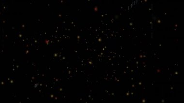 Siyah arka planda turuncu noktaların canlandırılması. Teknoloji, renkler ve dijital arayüz konsepti, dijital olarak oluşturulmuş video.