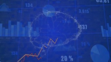 Finansal veri tabloları ve grafikleri mavi arkaplan üzerinde yüzdelerle. Finans, iş, istatistik, analitik