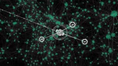Soyut arkaplan üzerinde bağlantı ağı ve veri işleme animasyonu. dijital, teknoloji, iletişim