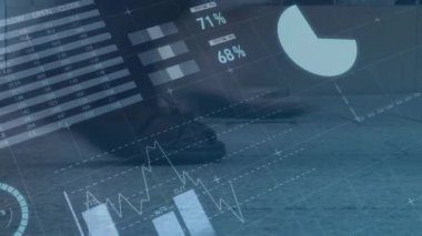 Finansal tablolar ve iş geçmişi üzerine dünya haritası animasyonu. Finans, veri, küresel, uluslararası, pazar, analitik