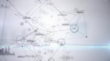 Veri işleme ve ağ bağlantıları soyut arkaplan üzerinde animasyon. Teknoloji, dijital, siber, fütüristik kavram