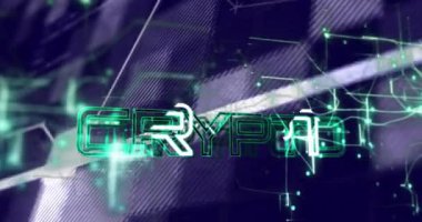 Bilgisayar sunucuları üzerinden şifreli metin ve dijital veri işleme animasyonu. Küresel bağlantılar, hesaplama ve veri işleme kavramı, dijital olarak oluşturulmuş video.