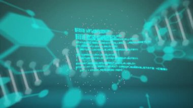 Laboratuvarda bilimsel veri işleme üzerinde beyin ve moleküler yapıları canlandırmak. Bilim, laboratuvar, animasyon, moleküller, araştırma, teknoloji