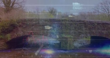 Finansal veriler ve borsa haritası doğa manzarası üzerine animasyon. Finans, yatırım, veri analizleri, büyüme, teknoloji, ekonomi