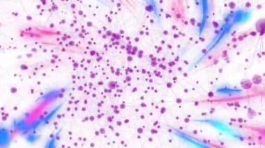 Mor düğümler ve çizgiler ile bağlantı ve veri işleme animasyonu ağı. Teknoloji, ağ, dijital, fütüristik