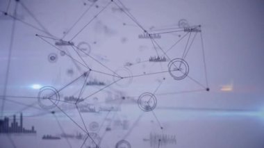 Bağlantı ağı üzerinden veri işleme animasyonu. İş, teknoloji ve dijital arayüz kavramı, dijital olarak oluşturulmuş video.