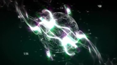 Parlak DNA ipliği ve ağ bağlantıları koyu arkaplan üzerinde animasyon. Genetik, biyoteknoloji, yenilik, bilim, dijital, fütüristik kavram