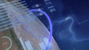 Dünya haritası ve haritaları üzerinde mali veriler ve istatistik animasyonu. Maliye, küresel, ekonomi, analitik, teknoloji, eğilimler