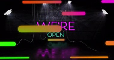 Renkli çizgileri olan açık neon ışıklarımız var. Karanlık arka planda animasyonumuz var. Parlak, parlak, aydınlık