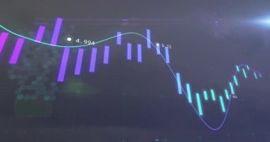 Altıgen desenli kırsal arazi üzerinde borsa veri animasyonu. Finans, veri görselleştirme, teknoloji, tarım, yenilik, analiz kavramı