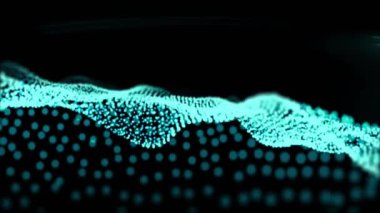 Siyah arkaplanda yeşil noktaların canlandırılması. Teknoloji, renkler ve dijital arayüz konsepti, dijital olarak oluşturulmuş video.