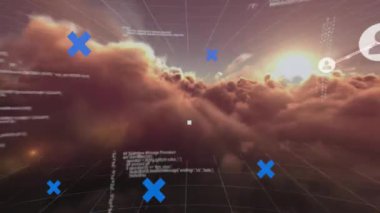 Şekiller üzerinden bağlantı ağının animasyonu. İş, teknoloji ve dijital arayüz kavramı, dijital olarak oluşturulmuş video.