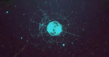 Parlak küre ve geometrik kablo yapısı, gelecekteki teknoloji animasyonlarını gösteriyor. yenilik, dijital, soyut, modern