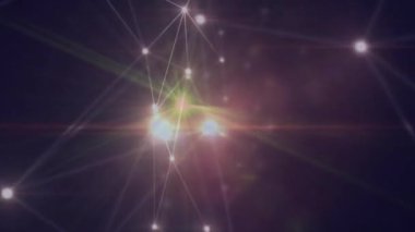 Bağlantı ağı üzerinden ışık noktalarının animasyonu. İş, teknoloji ve dijital arayüz kavramı, dijital olarak oluşturulmuş video.