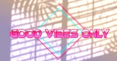 Good Vibes Sadece bulanık pencere gölgeleri üzerinde metin animasyonu. Pozitif, motive edici, tipografi, ilham verici.