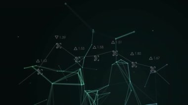 Veri işleme üzerinden bağlantı ağının animasyonu. İş, teknoloji ve dijital arayüz kavramı, dijital olarak oluşturulmuş video.