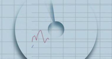 Daire üzerinde veri işleme ve diyagramların animasyonu. Teknoloji ve dijital arayüz kavramı, dijital olarak oluşturulmuş video.