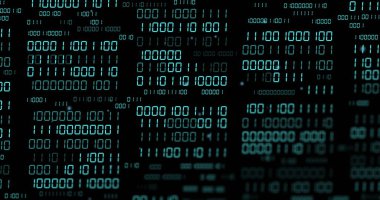 İkili kodlama ve veri işleme görüntüsü. Küresel yapay zeka, bağlantılar, hesaplama ve veri işleme kavramı dijital olarak oluşturuldu.