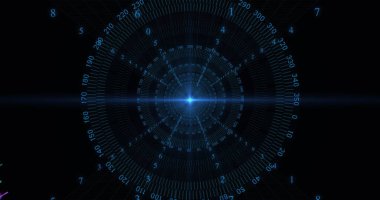 Siyah arkaplandaki renkli çizgiler üzerinden veri işleme resmi. Küresel teknoloji, çevrimiçi güvenlik, bilgisayar ve dijital arayüz kavramı dijital olarak oluşturuldu.