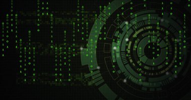 Siyah arkaplanda tarama alanındaki veri işleme resmi. Küresel teknoloji, çevrimiçi güvenlik, bilgisayar ve dijital arayüz kavramı dijital olarak oluşturuldu.