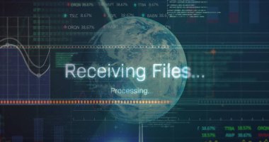 Dünya ve ızgara üzerinde veri işleme görüntüsü. küresel teknoloji, bağlantılar ve dijital arayüz konsepti dijital olarak oluşturulmuş görüntü.