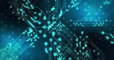 Siyah arkaplandaki neon bağlantı ağının resmi. Soyut arkaplan ve şablon kavramı, dijital olarak oluşturulmuş resim.