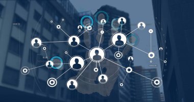 Biyometrik el izi üzerinden veri işleme ve bağlantı ağının resmi. küresel çevrimiçi kimlik, veri işleme, teknoloji ve dijital arayüz dijital olarak oluşturulmuş resim.