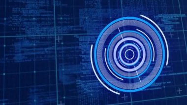 Veri işleme üzerinde taramaların animasyonu. Teknoloji ve dijital arayüz kavramı, dijital olarak oluşturulmuş video.