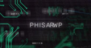 Veri işleme üzerinden sahtecilik metninin canlandırılması. Teknoloji ve dijital arayüz kavramı, dijital olarak oluşturulmuş video.