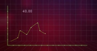 Renkli gölgeler üzerinde veri işleme ve diyagramlarının animasyonu. Teknoloji, iş ve dijital arayüz kavramı, dijital olarak üretilen video.