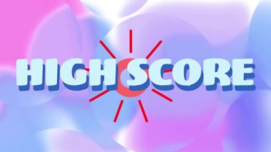 Hareket eden şekiller üzerine yüksek skorlu metin animasyonu. Teknoloji, sosyal medya ve dijital arayüz kavramı, dijital olarak oluşturulmuş video.