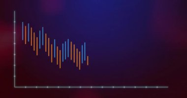 Renkli gölgelerin üzerindeki diyagramların animasyonu. Teknoloji, iş ve dijital arayüz kavramı, dijital olarak üretilen video.