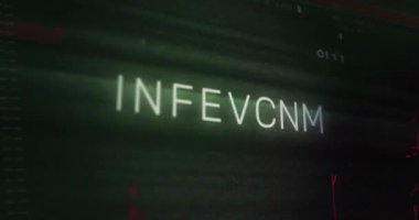 Veri işleme üzerinden enfekte metnin animasyonu. Teknoloji ve dijital arayüz kavramı, dijital olarak oluşturulmuş video.