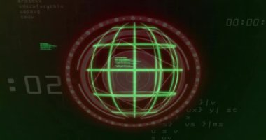 Dünya çapında veri işleme ve tarama animasyonları. Teknoloji, iş ve dijital arayüz kavramı, dijital olarak üretilen video.