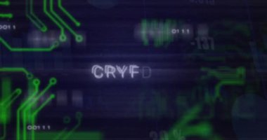 Şifreli metin üzerinden veri işleme animasyonu. Teknoloji ve dijital arayüz kavramı, dijital olarak oluşturulmuş video.