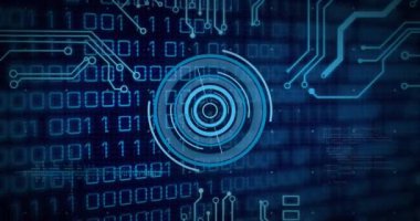 Veri işleme üzerinde taramaların animasyonu. Teknoloji ve dijital arayüz kavramı, dijital olarak oluşturulmuş video.